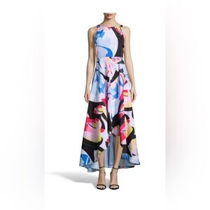Nicole Miller Abstract Print Cutout-Back High-Low Cocktail Dress -Size 4